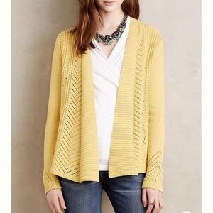 NWT Anthropologie Rosie Neira Nansen‎ Pointelle Knit in gold cardigan small